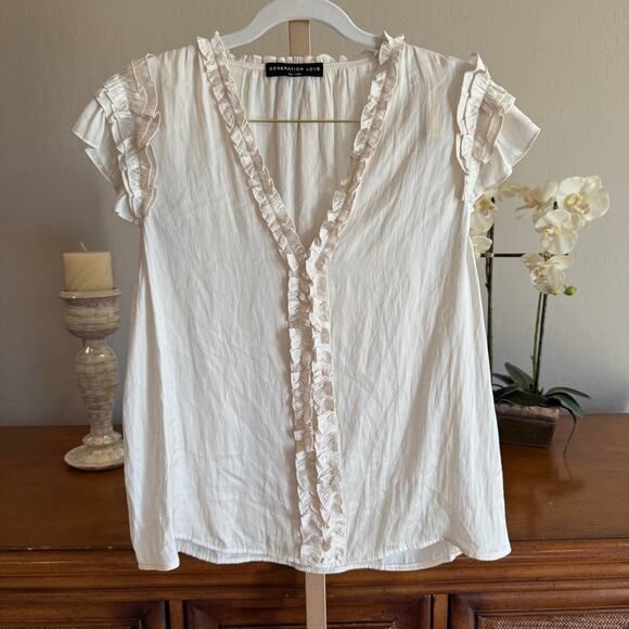 Generation Love Sia Voile Semi-Sheer Top Size Small – Sleeveless Ruffle Blouse - Picture 1 of 6